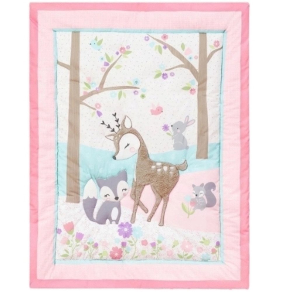 Parents Choice Girls Woodland Animal Ultra‎ Soft Nursery Crib Blanket Bedding